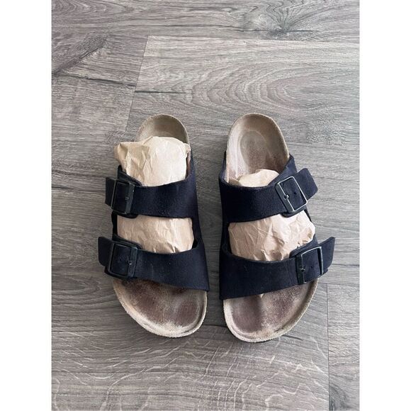 Birkenstock Arizona Soft Footbed Velvet Black  Suede Narrow Width EU Size 41 / W - Picture 1 of 9